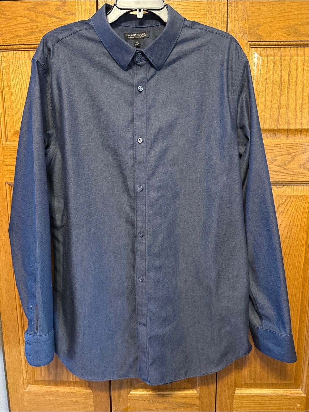 Banana Republic Men's Dark Navy Button-Up Dress Shirt-XL